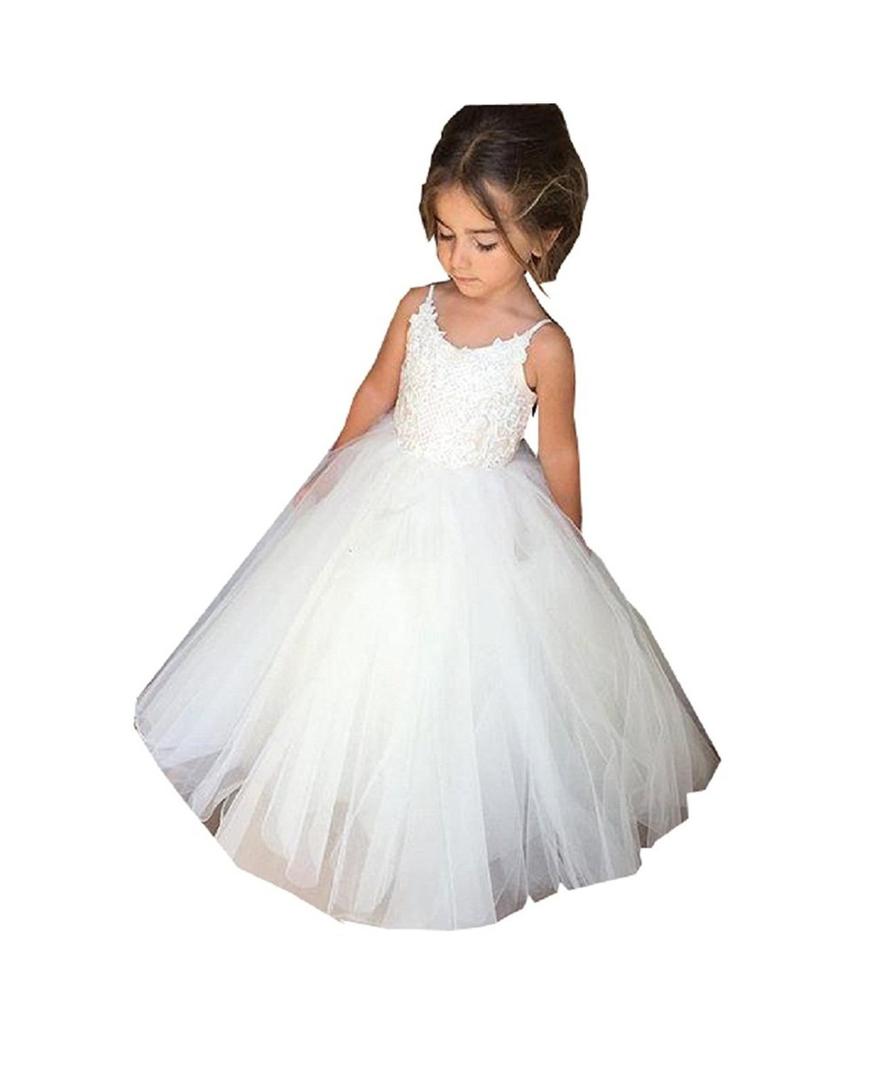 PLwedding Flower Girls Lace Tulle Ball Gowns First Communion Dresses, Size:2-3Year