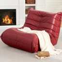 Hobestluk Bean Bag Chair Giant Bean Bag Sofa Memory Foam Bean Bag Chairs for Adults, Bean Bag Couches Faux Leather Bean Bag Chairs for Living Room Bedroom Dorm Office (Wine Red) (Winered)