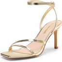 DREAM PAIRS Womens High Stilettos Heels Open Toe Square Sandals Ankle Strap Pumps Sexy Comfort Strappy Dress Shoes Party Wedding Heeled Sandals (7.5, Light Gold)