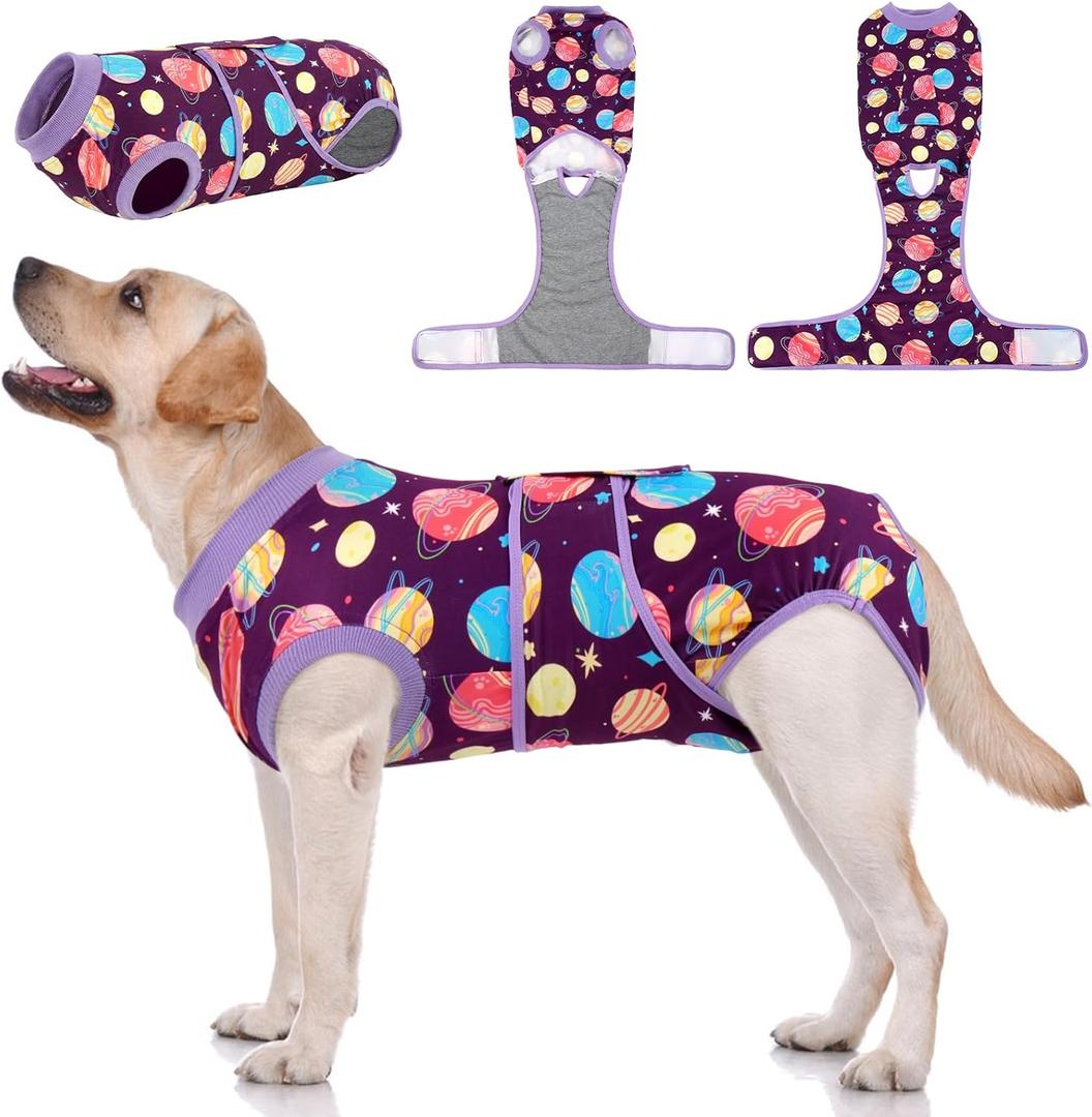 Kuoser Dog Surgery Suit Female Spay, Dog Recovery Suit Male Neuter, Pet Clothes Onesie for Surgery Anti Licking Abdominal Wounds Puppy Surgical Recovery Bodysuit Shirt, Substitute E-Collar & Cone