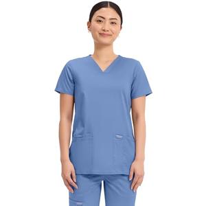 Cherokee Women's V-Neck Top, Ciel Blue, Medium