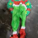 Messon 4FT Christmas Inflatable Outdoor Decorations Green Big Monster Broke in from Window with Wreath, Build-in 5 LED Lights, Christma Blow Up Decoration for Indoor Outside Window Door