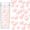 100PCS Light Pink Faux Pearls Beads for Centerpiece Vases, Vase Filler Faux Pearls, No Holes Filler Beads for Easter Party Anniversary Birthday Wedding Table Decor, 14/20/30mm