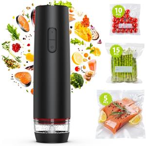 Compact Vacuum Sealer for Food, Cordless Handheld Vacuum Sealer Machine with 30 Reusable Vacuum Seal Bags, Ideal Portable Vacuum Sealer for Travel, Kitchen Meal Prep and Camping