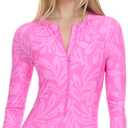 Hurley Long Sleeve Womens One Piece Swimsuits, Swimsuit for Women, Bathing Suit for Women, Swim Suit UPF 50+ SPF UV Protected (X-Large, Pink Multi)