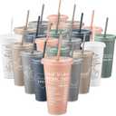 Feifeiya 24 Pcs Social Work Gifts 24 oz Thank You Plastic Cup with Lid Straw Graduation Gift for Bsw Msw Dsw Employees Student Team Teachers(Dark Color), Plastic cups: about 2.36 x 3.86 x 6.69 inches (EXP 11/24/32)