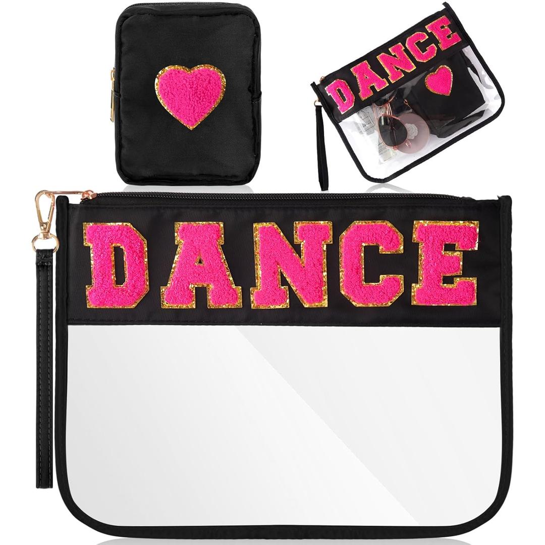 Hillban 2 Pcs Dance Recital Gifts Clear Makeup Bag Chenille Letter Patch Cosmetic Bag Dance Competition Gift Toiletry Pouches with Zipper Waterproof Travel Purse for Team Teacher Appreciation Hillban 2 Pcs Dance Recital Gifts Clear Makeup Bag Chenille Letter Patch Cosmetic Bag Dance Competition Gift Toiletry Pouches with Zipper Waterproof Travel Purse for Team Teacher Appreciation
