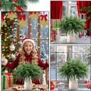 Christmas Norfolk Pine Stems -18Inch Artificial Christmas Green Plants Branch Faux Greenery Branches Pine Picks for Vase DIY Crafts Xmas Garland Wreath Indoor Outdoor Home Holiday Decor (12)