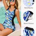 Arolina Tankini Swimsuits for Women Two Piece Athletic Bathing Suits Blouson Tankinis Top with Sporty Pockets Boy Shorts (M)