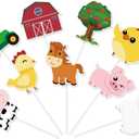 WERNNSAI 36 PCS Farm Cupcake Toppers - Farm Animal Birthday Decorations Animal Cake Toppers Picks Barnyard Party Decorations for Kids Baby Shower Birthday Tractor Theme Party Supplies