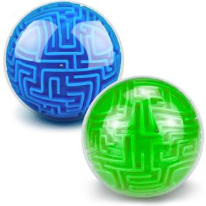 3D Puzzle Ball Maze Brain Teasers Games Puzzle Toy Gravity Memory Cube Educational Toys Gifts for Students Teens Adults, Blue and Green