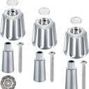 Enhon 3 Piece Shower Knobs Replacement with 3 Adapters Compatible with Gerber 16 Point Broach Bathtub Faucet, Shower Faucet Handles for Short & Long Valve Stems