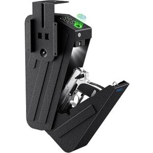 NGTeco Biometric Gun Safe for Handgun - Hidden Pistol/Handgun Safe, Fingerprint Gun Safe with Passcode & Backup Key, Secure Steel Drop-Down Mounted Hidden Gun Storage