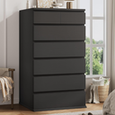 Black Tall 7 Drawer Dresser for Bedroom, Modern Wood Closet Dressers & Chests of Drawers with Jewelry Storage, 23.6" L*15.8" W*47.5" H in Large Vertical Dresser for Bedroom, Living Room, Nursery