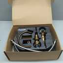 Bathroom Sink Faucet 3 Hole Widespread Waterfall Bathroom Faucets with Crystals Handles Basin Mixer Tap 8-Inch High Arc Vanity Faucet with Supply Hose, Gold Finished