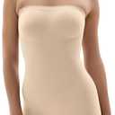 SHAPERX Strapless Shorts Bodysuit for Women Tummy Control Shapewear Seamless Sculpt Body Shaper with Removable Straps (Beige, L/XL)