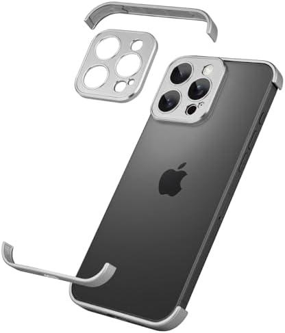 aidvaia Metal Frameless Phone Case Compatible with iPhone 16 Pro Phone Models with Camera Lens Protector Metal Shockproof Phone Cover Minimalist Yet Protective Bumper Shell (Metal-Titanium Gray)