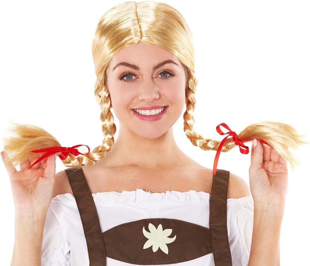 fun shack Adults Bavarian Wig Adults Blonde Pigtails German Oktoberfest Hair Accessory One Size