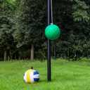 Tetherball Set, Tetherball Ball and Rope, 12 FT Adjustable Tetherball Pole with 2 Rubber Tetherball Ball, Heavy Duty Tetherball and Rope Set with Poles for Outdoor Backyard Lawn