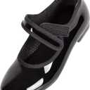 Tap Dance Shoes for Girls,Easy to put on and take off Design. (10 Little Kid, Black)