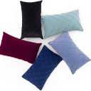PLWORLD Blue Lumbar Pillow Cover 12x20 Inch, Pleated Decorative Small Throw Pillow Case, Soft Velvet Textured Cushion Case for Couch Bedroom, 1PC Cover Only No Insert