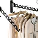 Dr.DJ Wall Mount Coat Hanger Holder Black Clothes Drying Organizer Rack Garment Hooks Aluminium Retractable Folding Indoor Wall Mounted Hanger Space Saver for Laundry Room Bedroom Black 2Pack