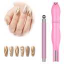 2Pcs 3 in 1 Cat Eye Nail Magnet, Double-Ended Multifunctional Nail Magnet Stick with Round Magnetic Bead Heart Shaped NailMagnet Cat Eye Magnets Art Design for DIY, Studio or Salon