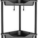 Orimade Rustproof 4 Tier Floor Standing Corner Shower Caddy Organizer, Plastic Metal Splicing Floor Corner Shelf Rack Storage Stands for Bathroom,10.8 x 10.8 x 44.6 inches, Black