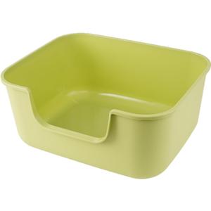 Large Cat Litter Box with High Sides,Cat Boxes for Indoor Cats,Cat Litter Pan for Kitty,Litter Box with Low Entry,Easy to Clean,Anti-Splashing (Green-Long Side Entry)