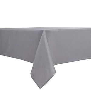 Biscaynebay Textured Fabric Tablecloths, Luxurious Water Resistant Spill Proof Tablecloths for Dining, Kitchen, Wedding and Parties, Silver Grey 90 Inches by 90 Inches Square