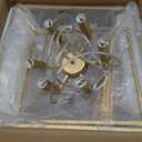 Gold Farmhouse Chandelier, 6-Light Lantern Pendant Light Fixture