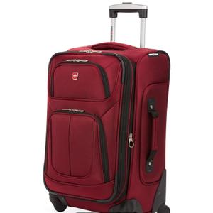 SwissGear Sion Softside Expandable Luggage Carry-On Suitcase with 360 Degree Wheels & Retractable Handle 21 Inch, Perfect for 1-3 Night Trips Burgundy