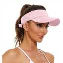 Century Star Visors for Women Mens Sun Visor Hats Sports Outdoor Tennis Running Adjustable Beach Cap Sun Protection (One Size, Pink)
