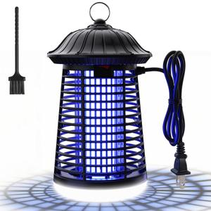 Bug Zapper Outdoor/Indoor,Mosquito Zapper 4200V High Powered Waterproof Electronic Mosquito Killer,15W UVA Mosquito Lamp Bulb,Fly Traps Patio Insects Killer (Dark Black)