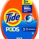 Tide PODS laundry detergent pacs, 3-in-1 Stain Remover, Odor Fighter, Color Protector, 102 Count, HE compatible, Original Scent