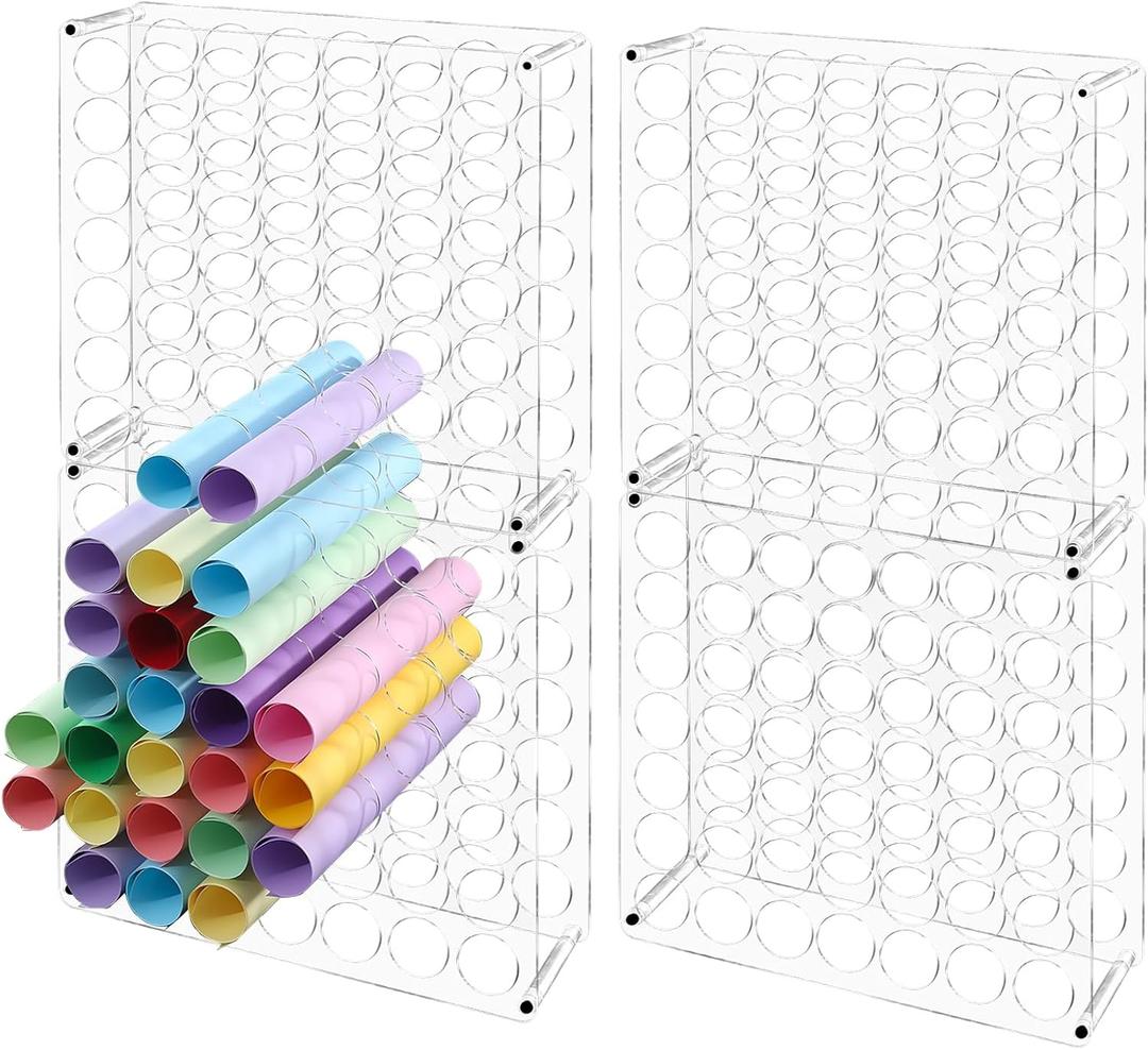 Wenqik 2 Pack Vinyl Storage Organizer 98 Holes Acrylic Vinyl Roll Holder Easy to Assemble Organizer Storage Craft for Room Art Organization Decor