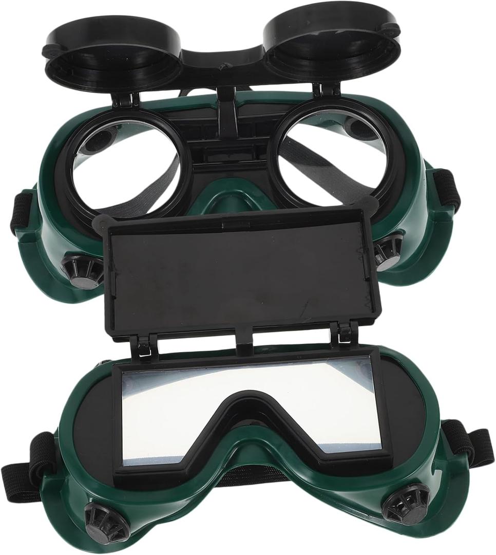 NUOBESTY Welding Safety Goggles 2 pack Flip-up Protective Glasses with Adjustable Headband Soft Frame Vent Holes Anti-Scratch Coating for Welding Soldering Grinding Cutting