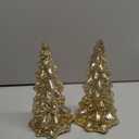 10in Tall Mercury Glass Christmas Tree Gold Glass Christmas Trees Collectible Figurines with Led Indoor Table Centerpiece Decorations Mantel Gift