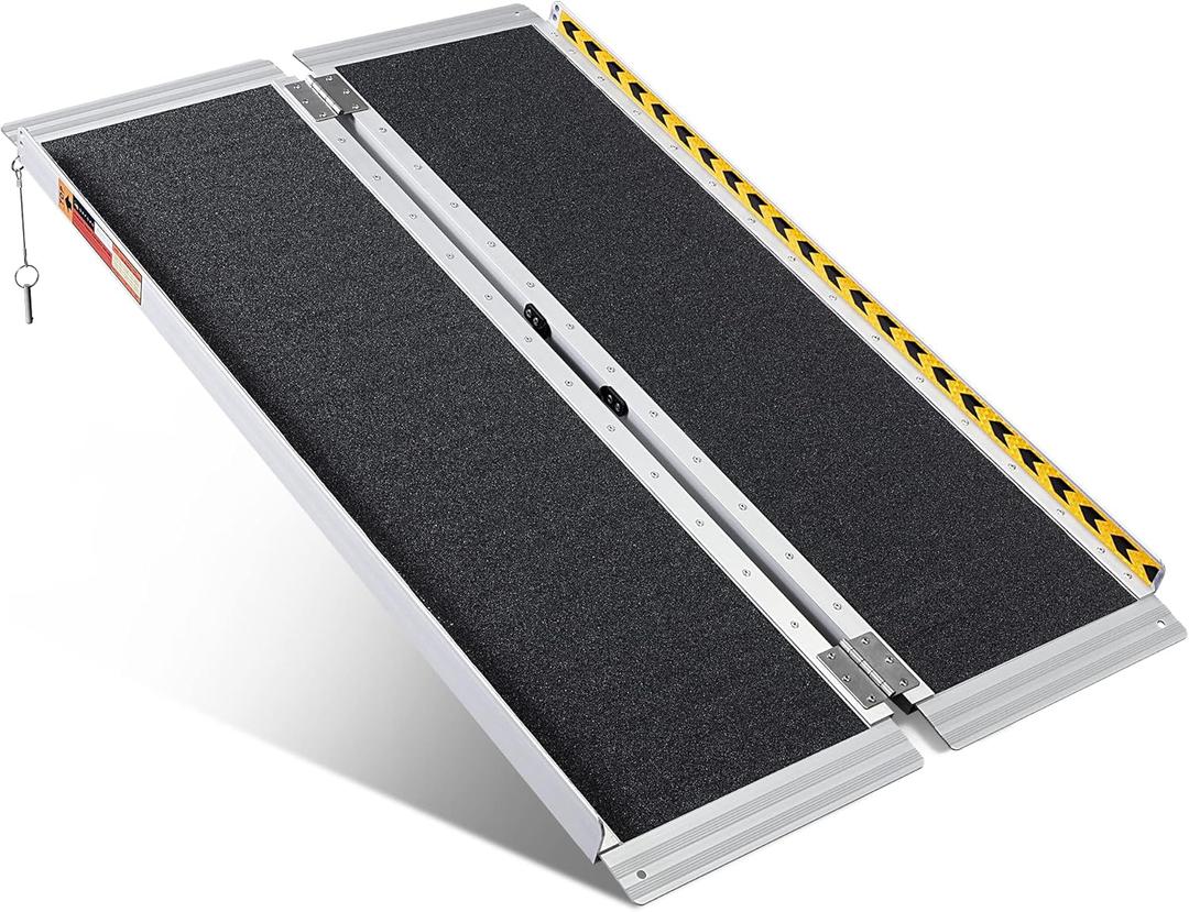 ORFORD Portable Wheelchair Ramp 4FT, Handicap Ramps, Non-Skid Aluminum Wheel Chair Ramp, Threshold Ramps for Doorways, Home Steps, Stairs, Entry (4FT (Usable height 4-12 inch))