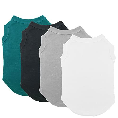 Chol&Vivi Plain Dog Shirt, 4pcs Blank Cotton Shirts Fit for Extra Large Size Dogs, Sleeveless Apparel Soft and Lightweight, Tank Top for All Breeds, Black/Grey/White/Dark Green, XLarge Chol&Vivi Plain Dog Shirt, 4pcs Blank Cotton Shirts Fit for Extra Large Size Dogs, Sleeveless Apparel Soft and Lightweight, Tank Top for All Breeds, Black/Grey/White/Dark Green, XLarge