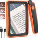 Rechargeable Magnifying Glass with Light for Reading, 5X Large Page Lighted Magnifier for Seniors Low Vision, Folding Handheld Rectangle Magnifier for Reading Small Print Orange-Black