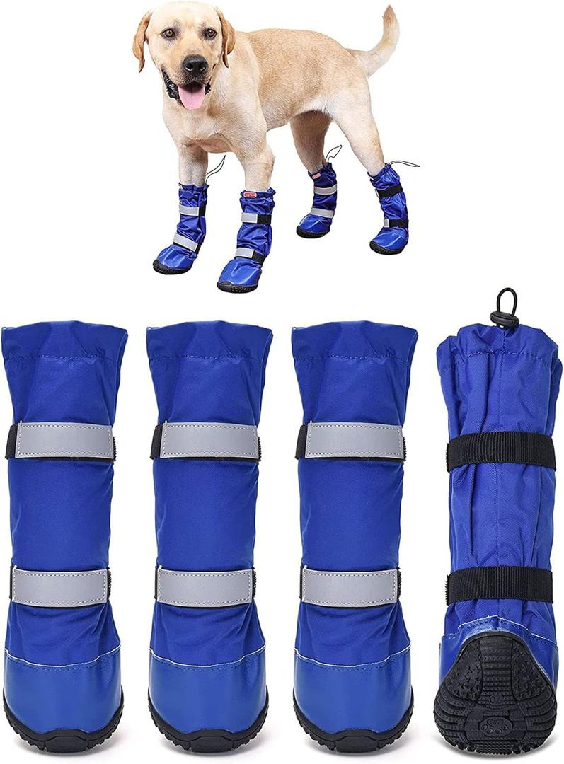 Waterproof Dog Boots for Winter Snow Rain,Non-Slip Dog Shoes for Medium to Large Dogs,Extended Cuff Paw Protectors for Outdoor Walking Hiking (M (Insole wide 2.4") for 44~72lb)