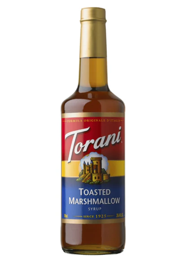 4 x Torani TOASTED MARSHMALLOW SYRUP PET (PLASTIC) BOTTLE 750ML BBD Feb 20 2028