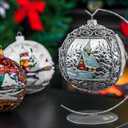 Polish Gallery Glass Ornament Display Stand Holder 8 inch Tall Tabletop Round Hanger Hook for Glass Ball 150mm/6inch  Gold