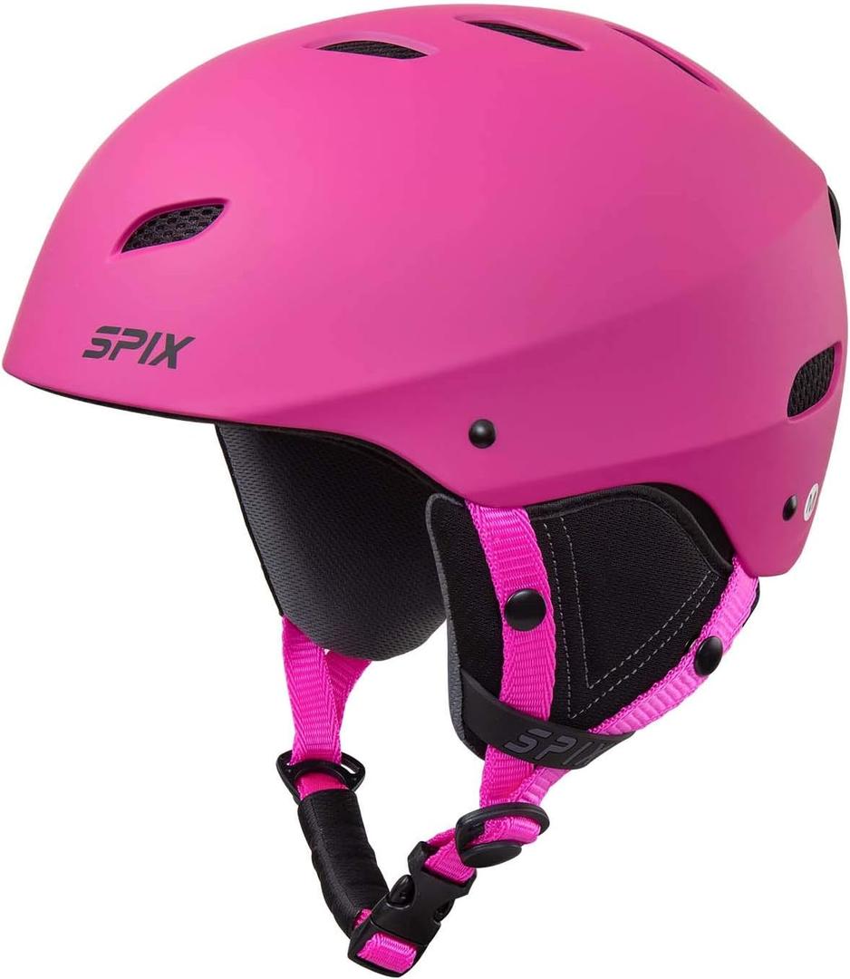 SPIX Ski Helmet Snowboard Helmet - ASTM Safety Standard Size Adjustable for Adults Youth Men and Women (M(21.3-22.8/54-58cm), Matte Pink)