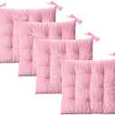 Seat Cushion for Chair with Ties, Chair Pads for Dining Chairs 4 Pack, Chair Cushion for Desk Chair Decorative, Thick and Comfortable, 100% Polyester, for Office Chairs