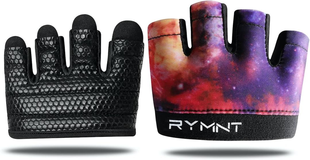 Minimal Workout Gloves,Short Micro Weight Lifting Gloves Grip Pads with Full Palm Protection & Extra Grip for Men Women Weightlifting,Gym,Cross Training,Powerlifting,WODs. (Galaxy)