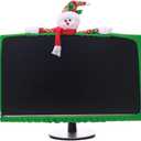 Snowman Design Cloth Display Protector for Home Office Festive Computer Case for Holiday Decor One Size, 2 Pack 