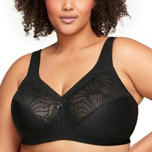 Glamorise Women's Plus Size MagicLift Natural Support Bra Wirefree #1010 (50H, Black)