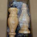 9 inch / 22cm Wooden Furniture Legs with Casters Wheels, Pack of 4 Classic Varnish Solid Wood Round DIY Replacement Bun Feet for DIY Project Sofa Couch Cabinet Ottoman Bed Riser